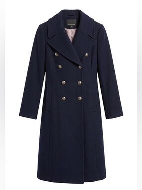 Banana Republic Italian Wool Long Military Double Breasted Trench Winter Coat M